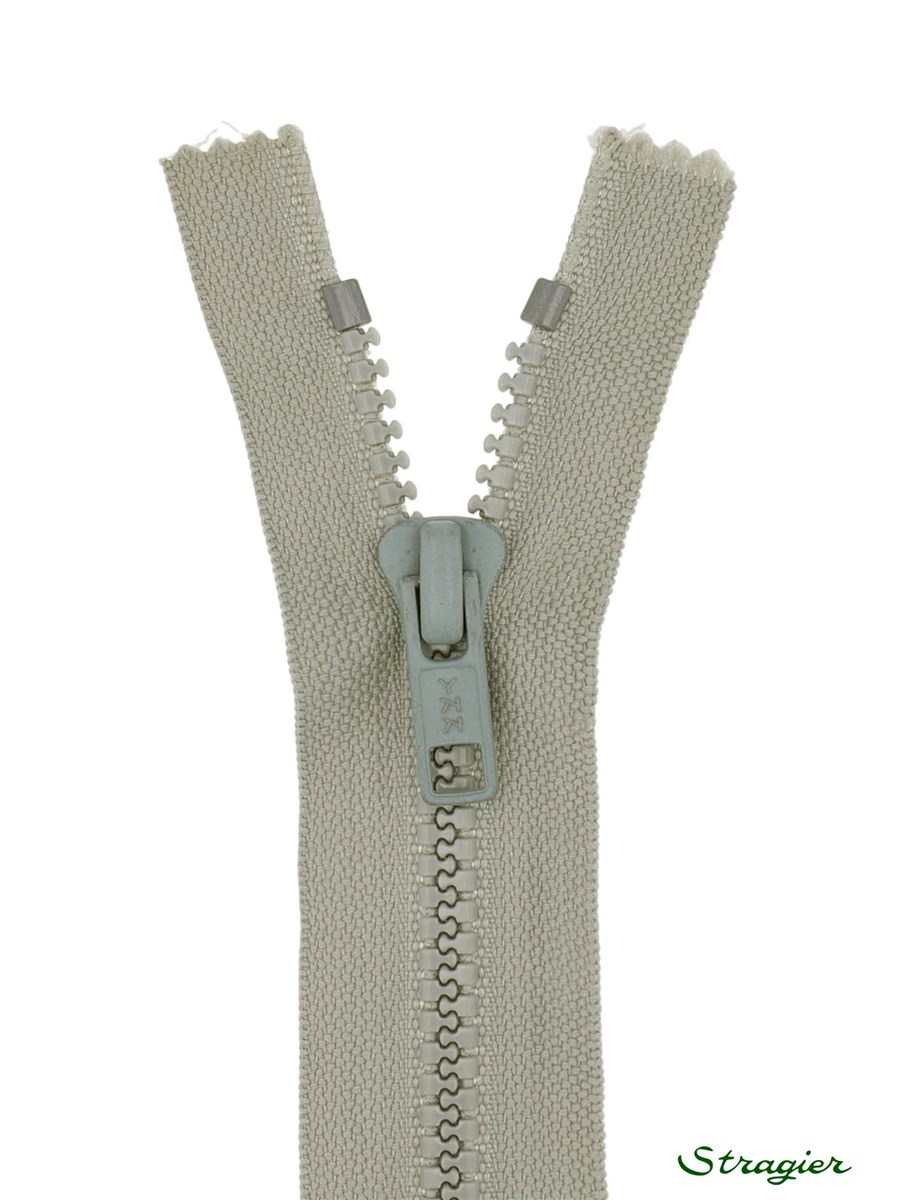 Moulded Plastic Zip - 6mm - Open End - Gris éléphant - 25 cm