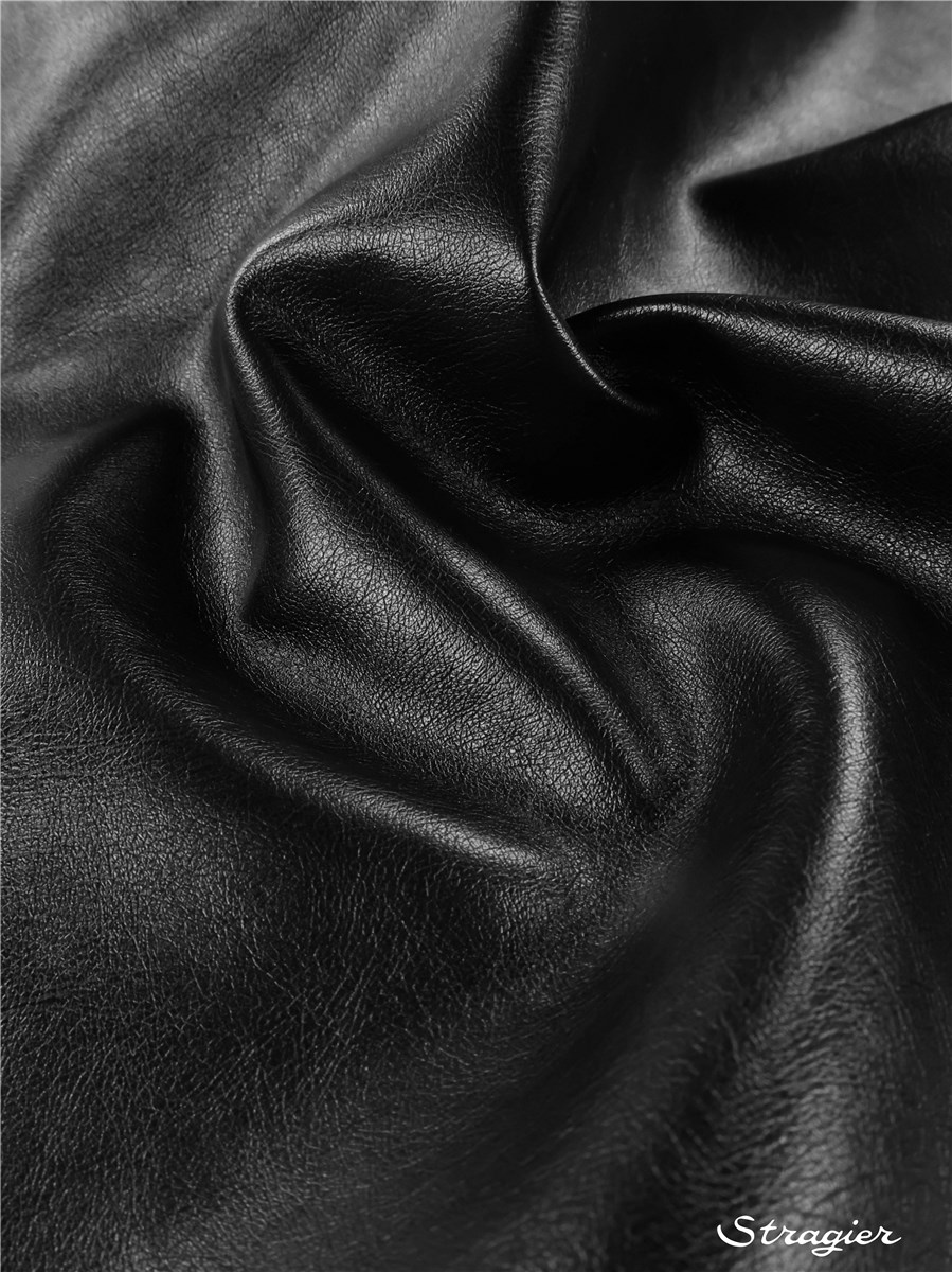 Simili Cuir - Uni - Noir Satiné