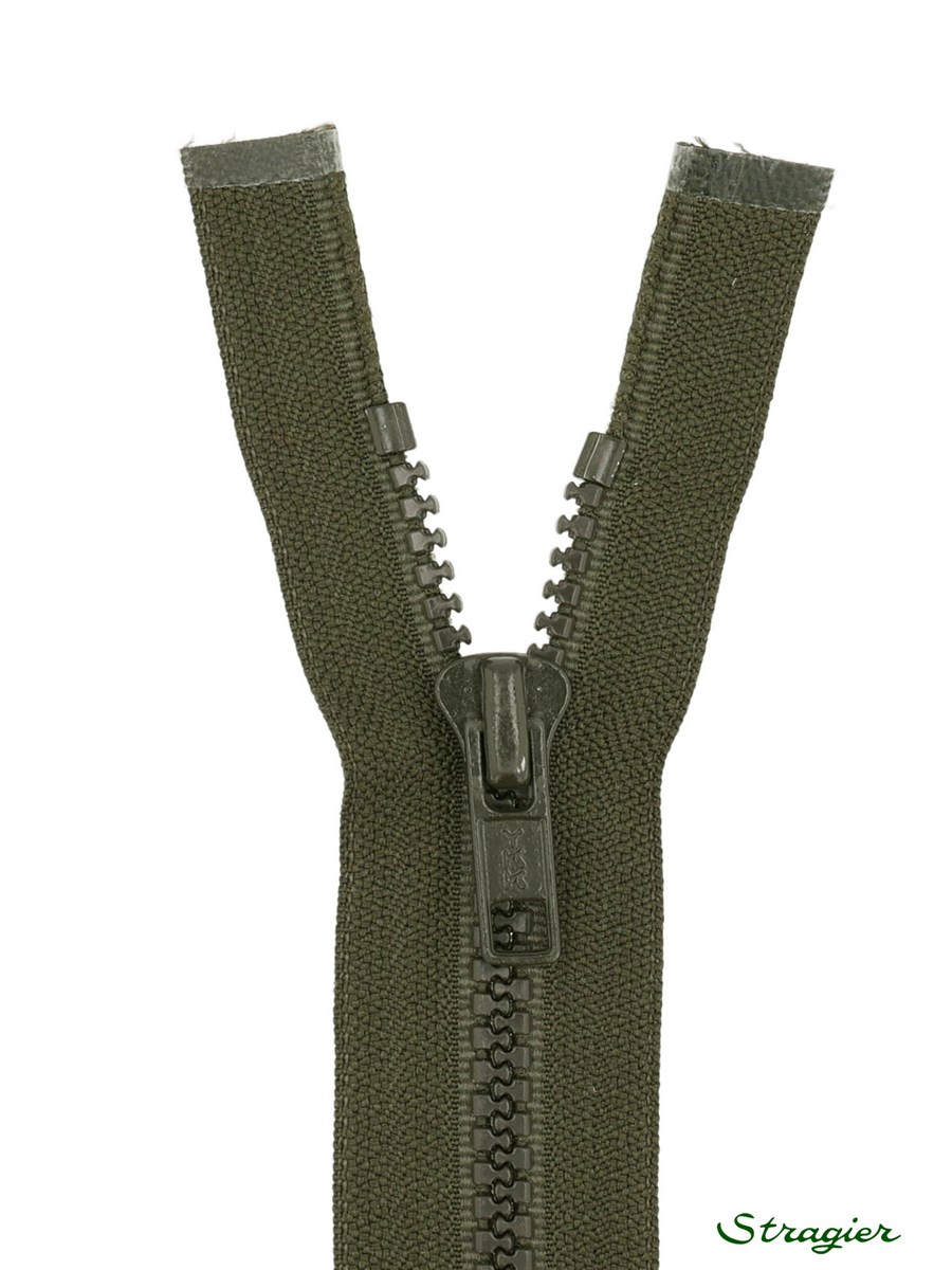 Moulded Plastic Zip - 6mm - Open End - Vert du soir - 60 cm