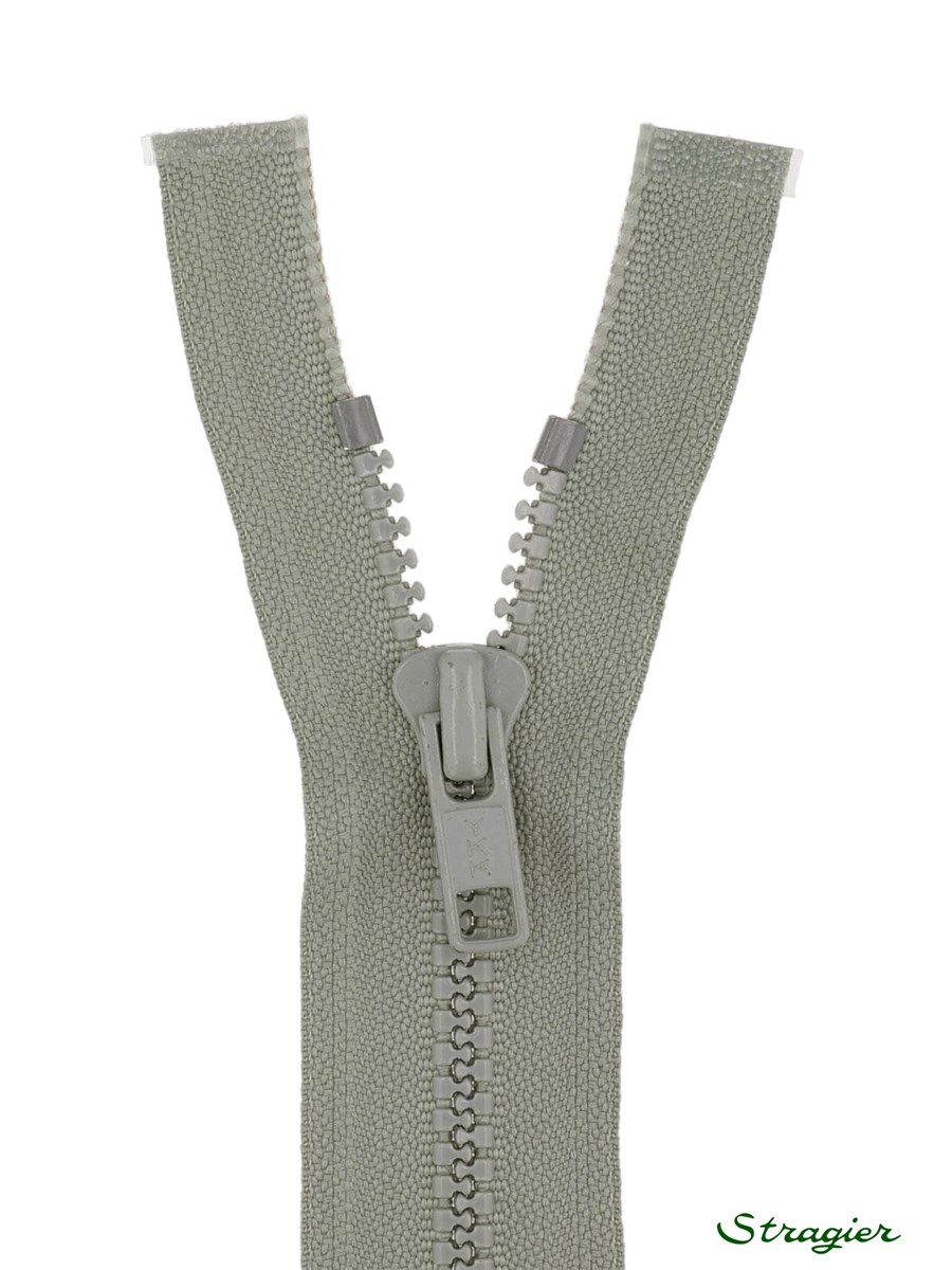 Moulded Plastic Zip - 6mm - Open End - Gris Bruine - 60 cm