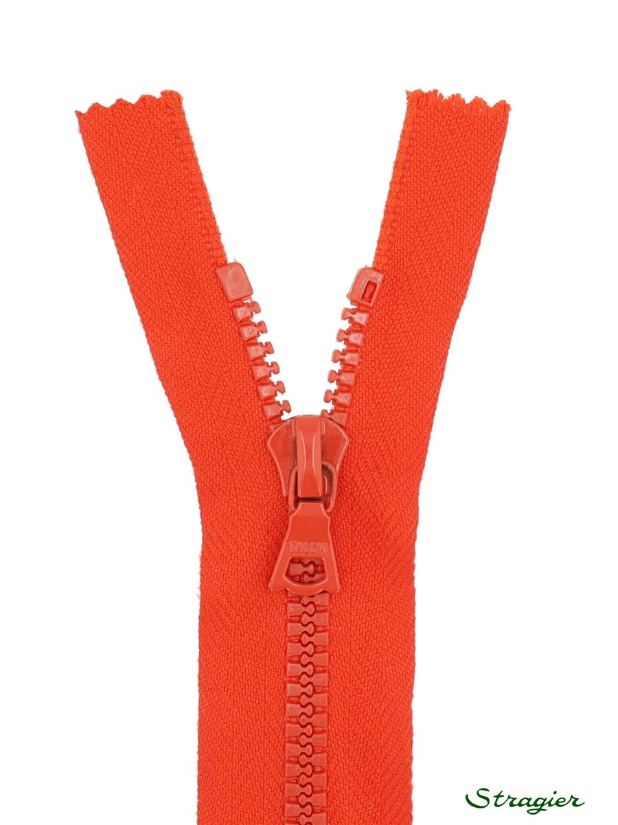 Zip - maille moulée 6mm - Séparable - Rouge Coquelicot - 55 cm