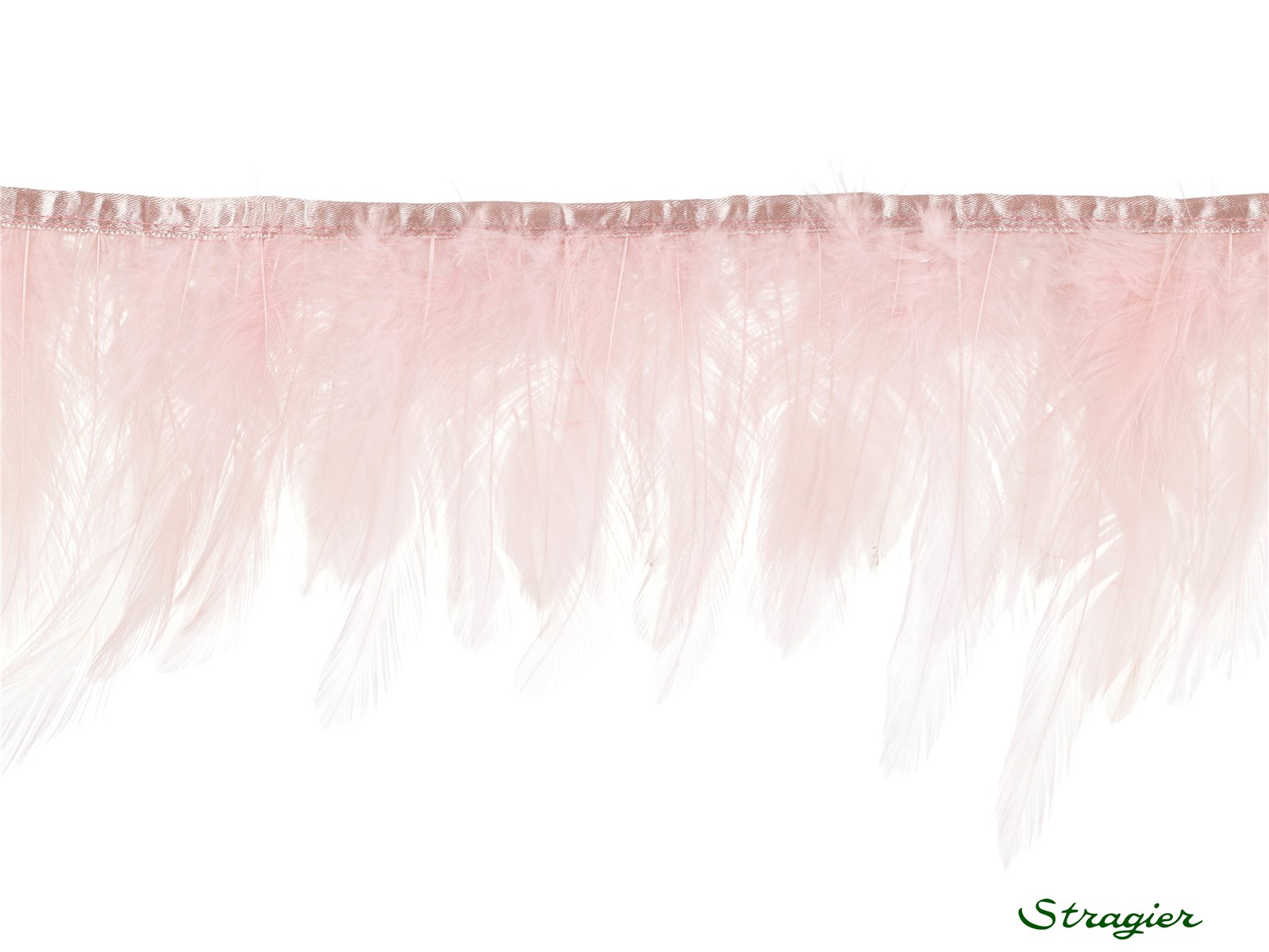 Galon de plumes - Uni - Rose perle - 10 cm