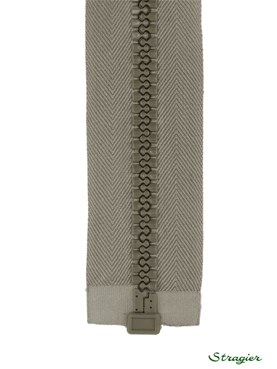 Moulded Plastic Zip - 8mm - Open End - Gris Silex - 30 cm