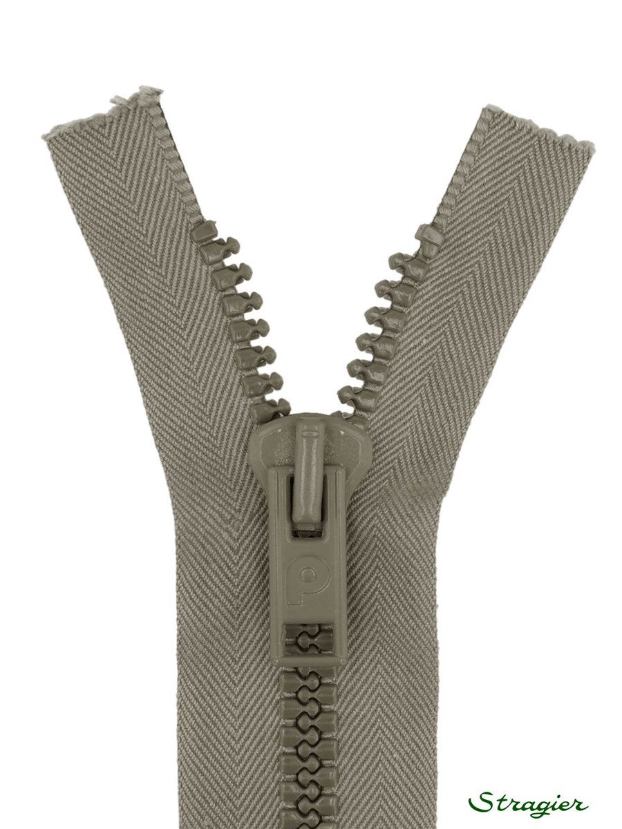 Zip - maille moulée 8mm - Séparable - Gris Silex - 30 cm