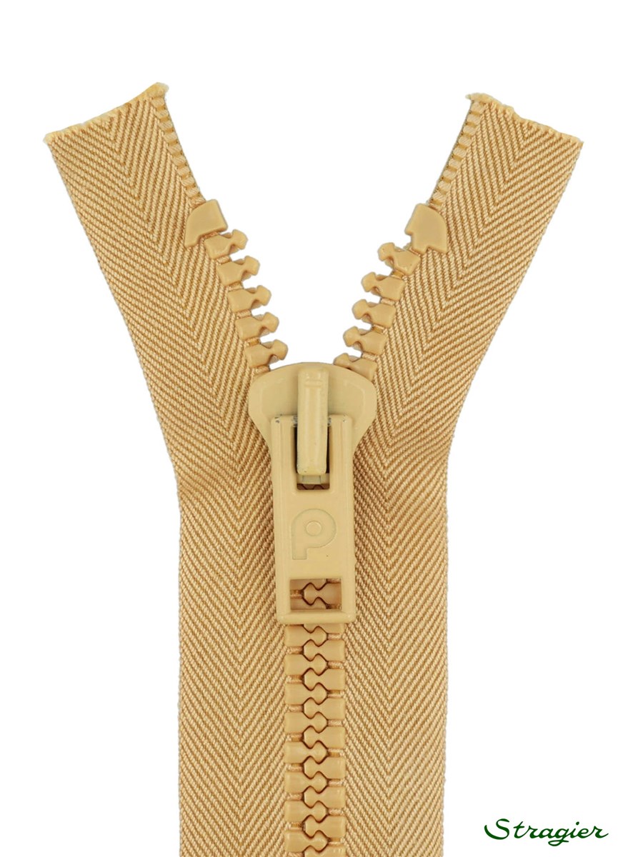 Moulded Plastic Zip - 8mm - Open End - Camel clair - 35 cm