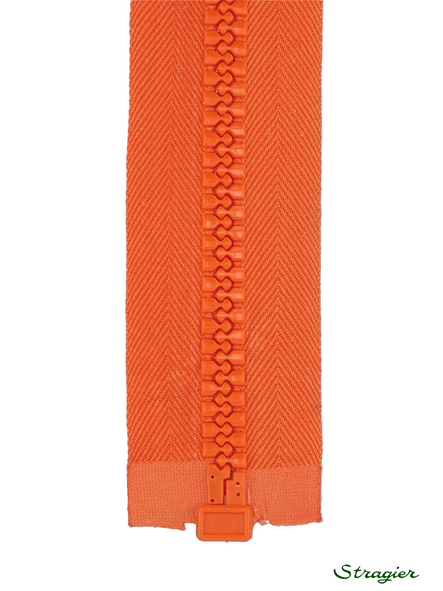 Zip - maille moulée 8mm - Séparable - Orange rouge - 30 cm
