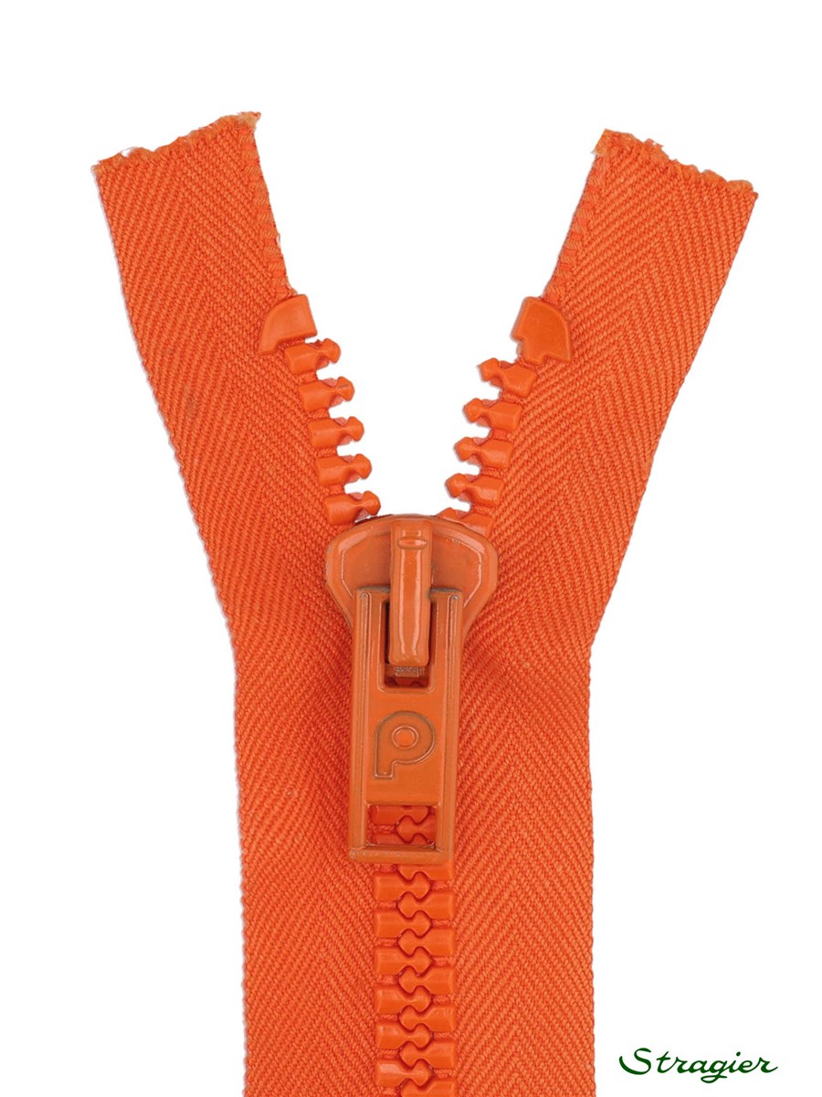 Moulded Plastic Zip - 8mm - Open End - Orange rouge - 40 cm