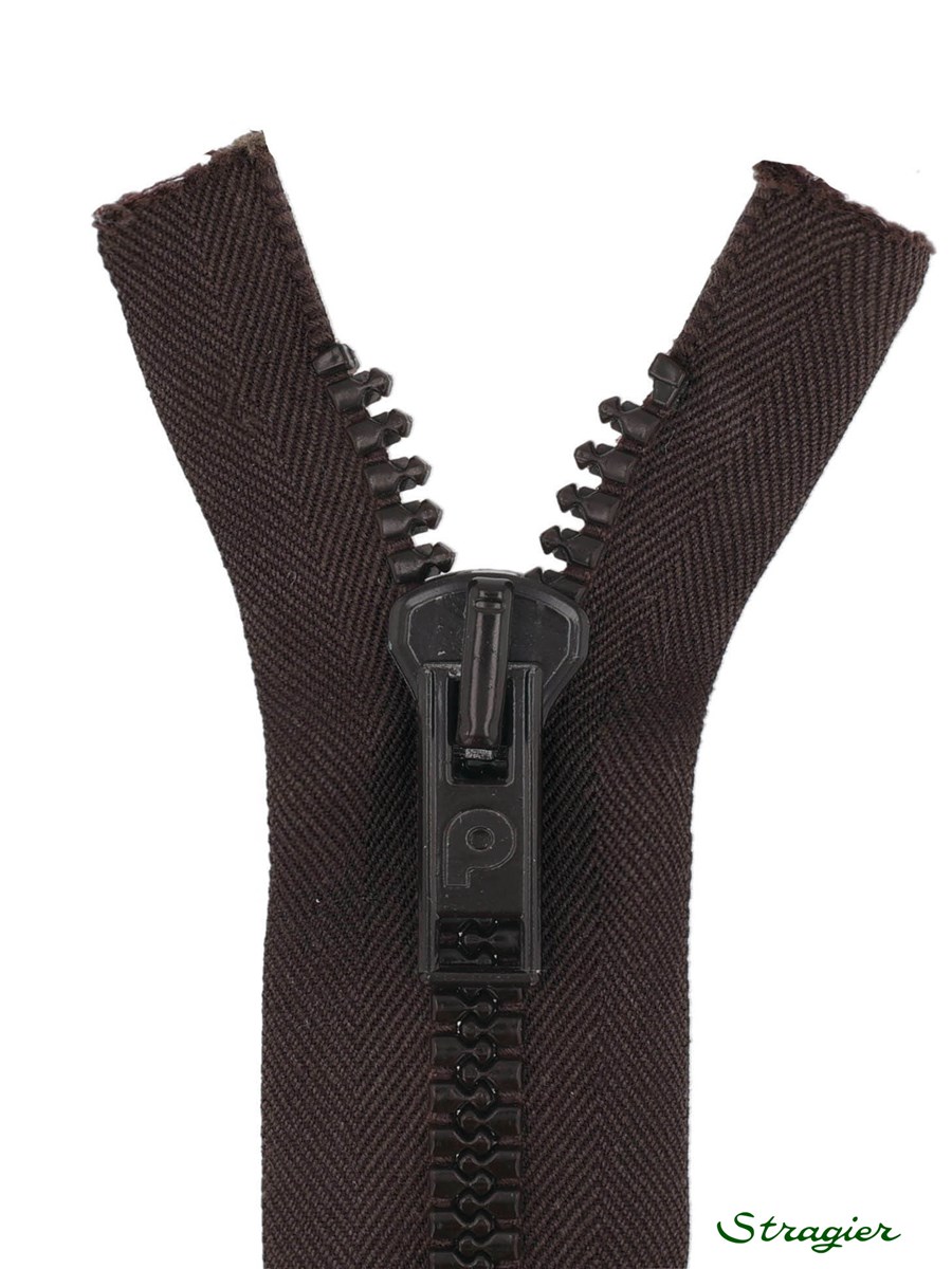 Moulded Plastic Zip - 8mm - Open End - chocolat foncé - 40 cm
