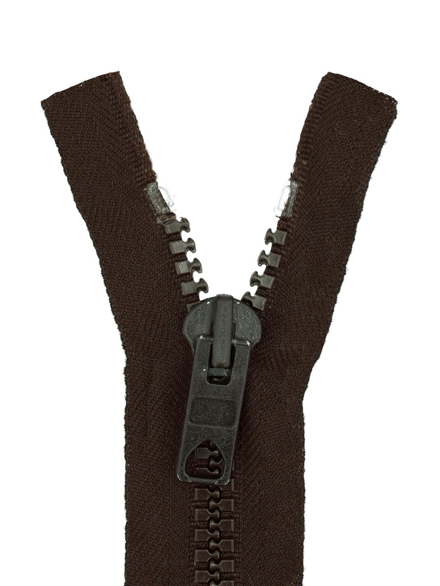 Moulded Plastic Zip - 8mm - Open End - Chocolat - 35 cm