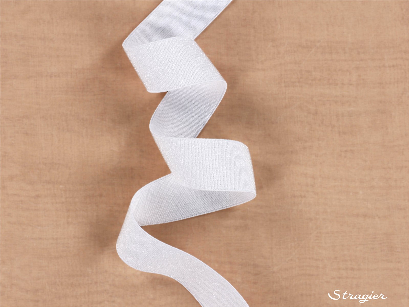 Elastic Tape with Lurex - Uni - Blanc - 40 mm