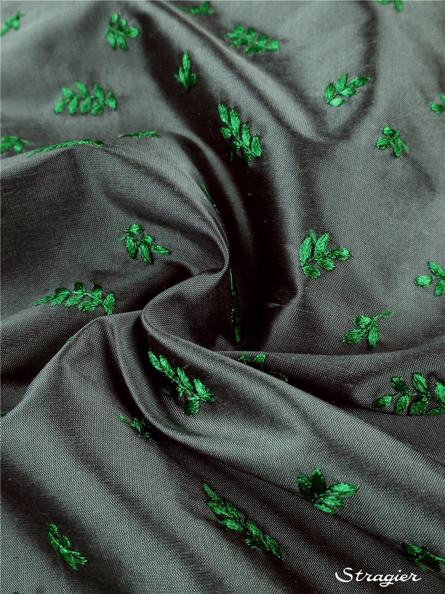 Embroidered Silk - Viminibus - Gris Slate-Emeraude