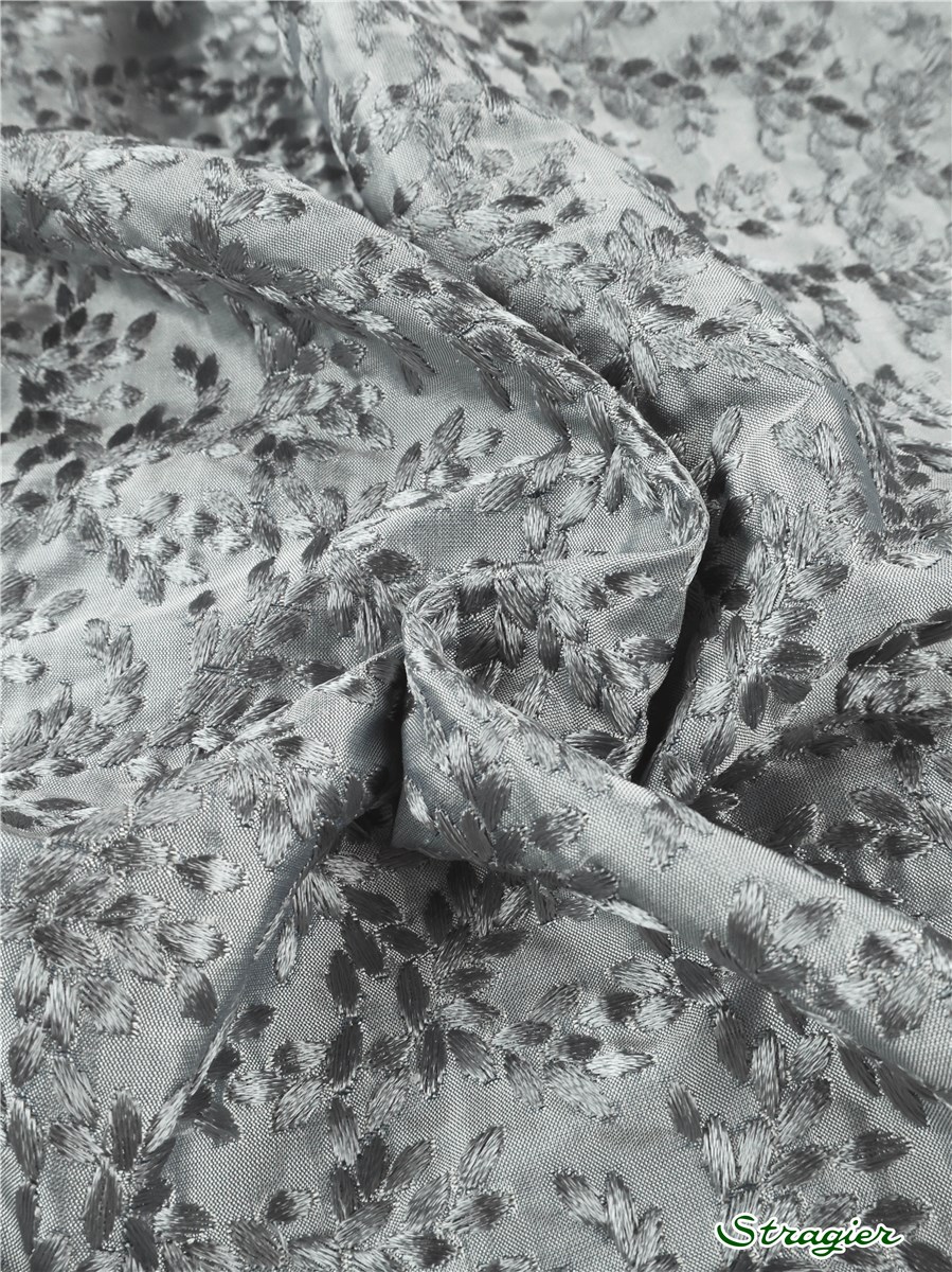 Embroidered Silk - Academiae - Star-Gris Perle