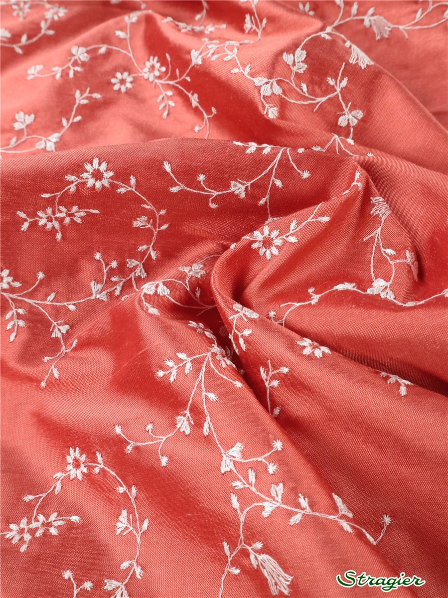 Embroidered Silk - Colibri - Sorbet-Porcelaine