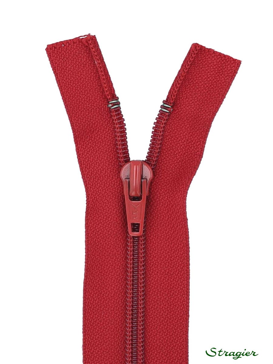 Spiral Zip - 6mm - Open End - Rouge Carmin - 75 cm