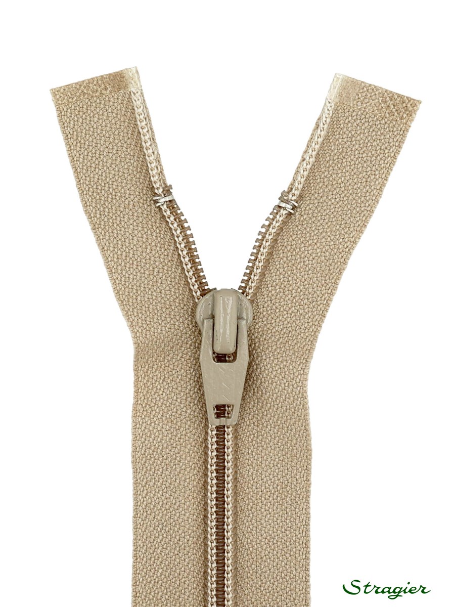 Zip - maille spirale 6mm - Séparable - Beige chaud - 80 cm