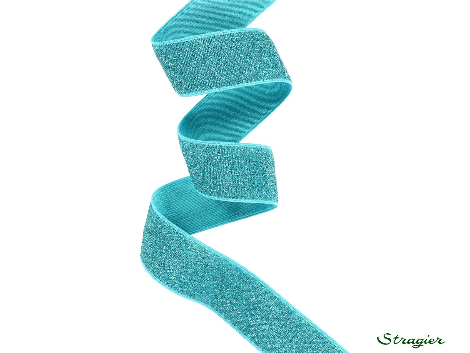 Elastic Tape with Lurex - Uni - Turquoise - 40 mm