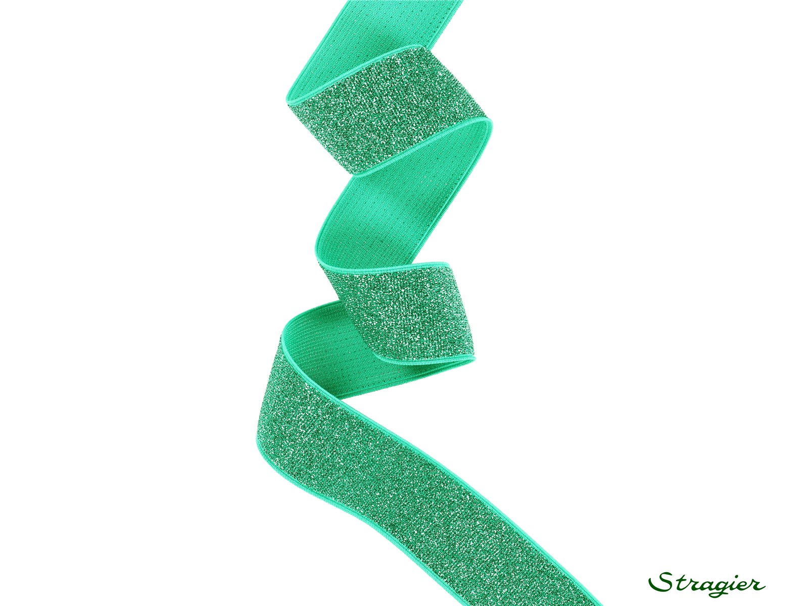 Elastic Tape with Lurex - Uni - Vert Emeraude - 40 mm
