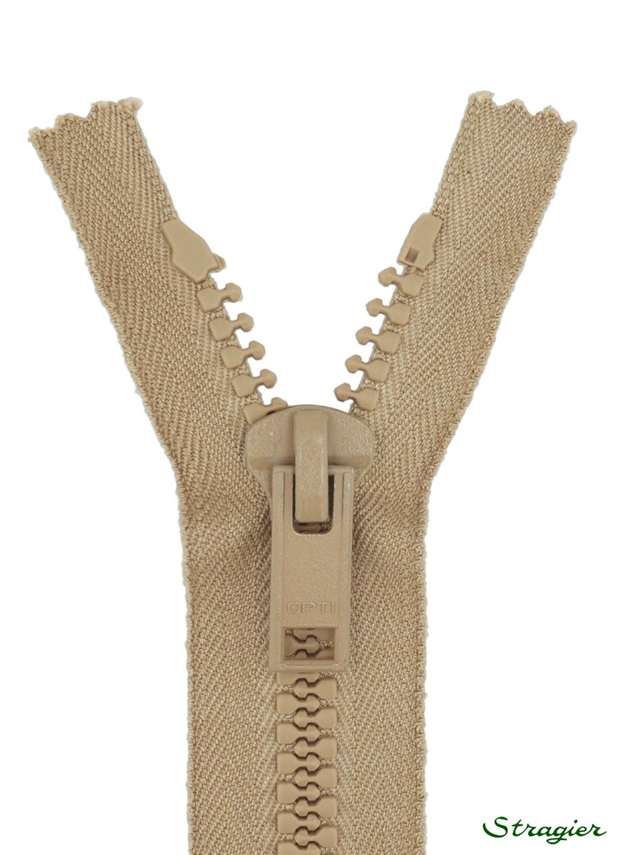 Zip - maille moulée 8mm - Séparable - Beige Chamois - 80 cm