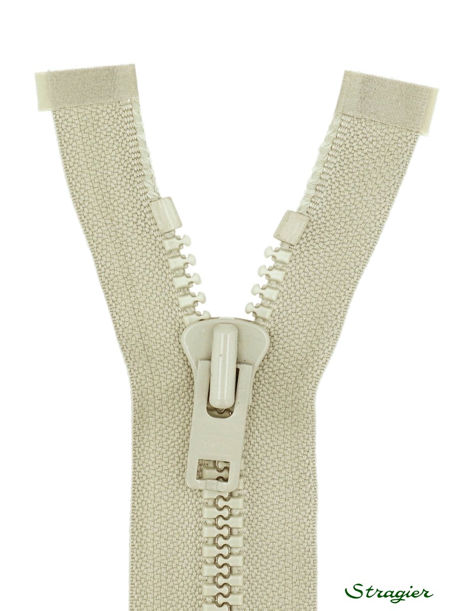 Moulded Plastic Zip - 8mm - Open End - Ciment - 80 cm