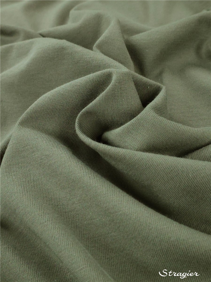Jersey pur Coton peigné 160 gr/m² - uni - Kaki foncé