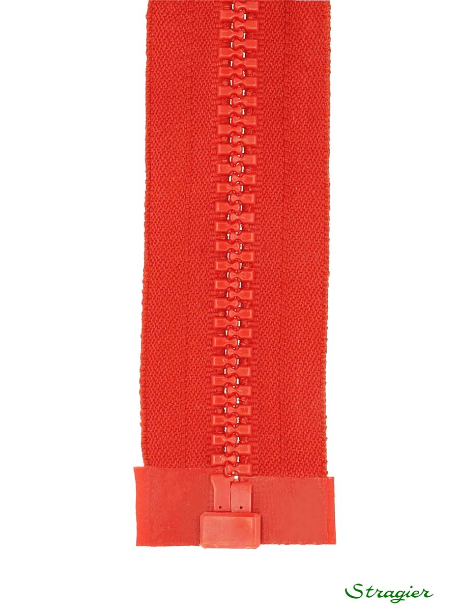 Moulded Plastic Zip - 8mm - Open End - Rouge Tomate - 30 cm