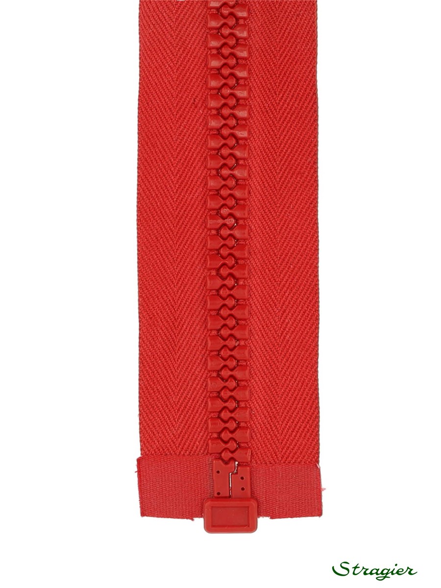 Moulded Plastic Zip - 8mm - Open End - Rouge Carmin - 30 cm