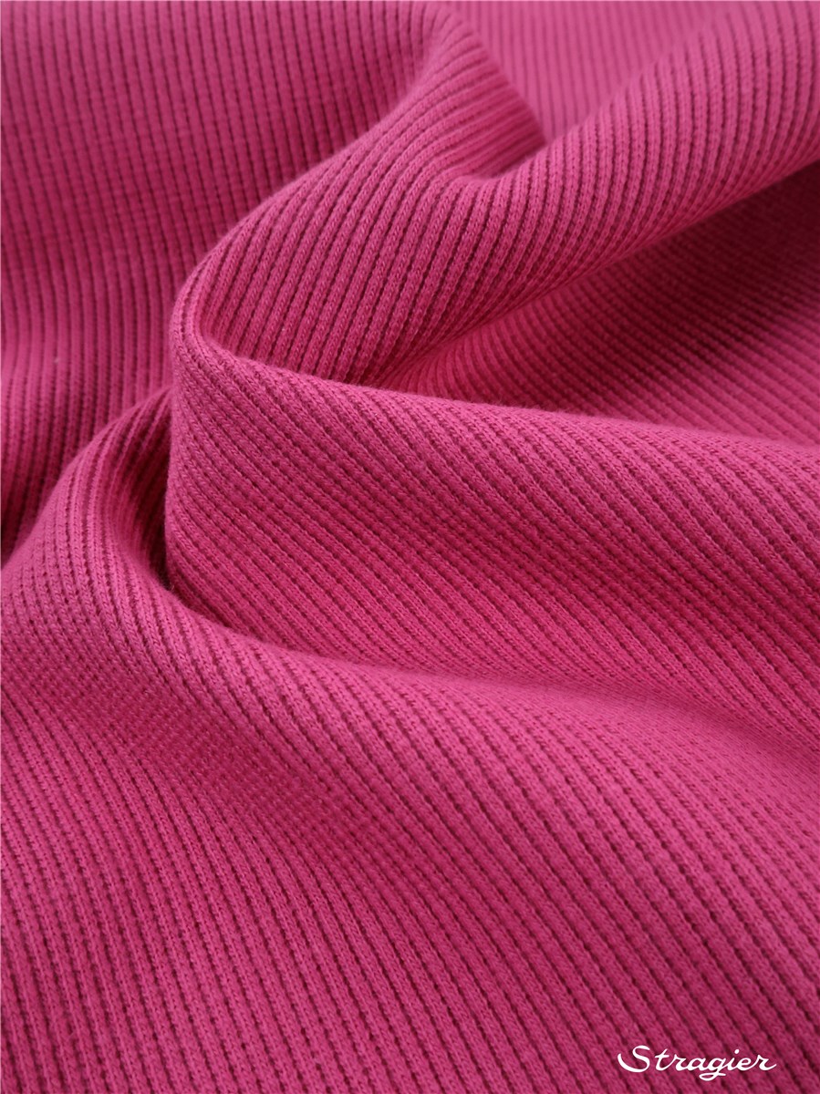 Bord Côte 2x2 - Coton BIO Stretch - Uni - Rose Violet