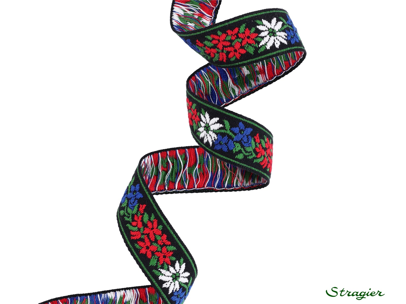 Woven Ribbon - Pure Cotton - Ludivine - Noir-Bleu-Rouge - 25 mm