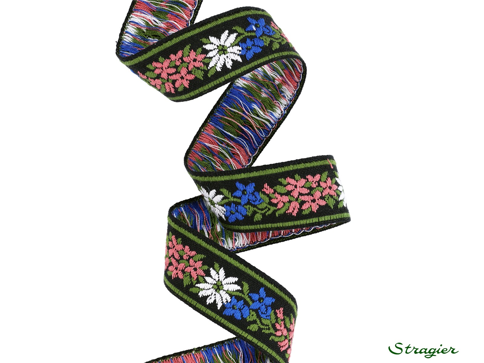Woven Ribbon - Ludivine - Noir-Bleu-Rose - 24 mm