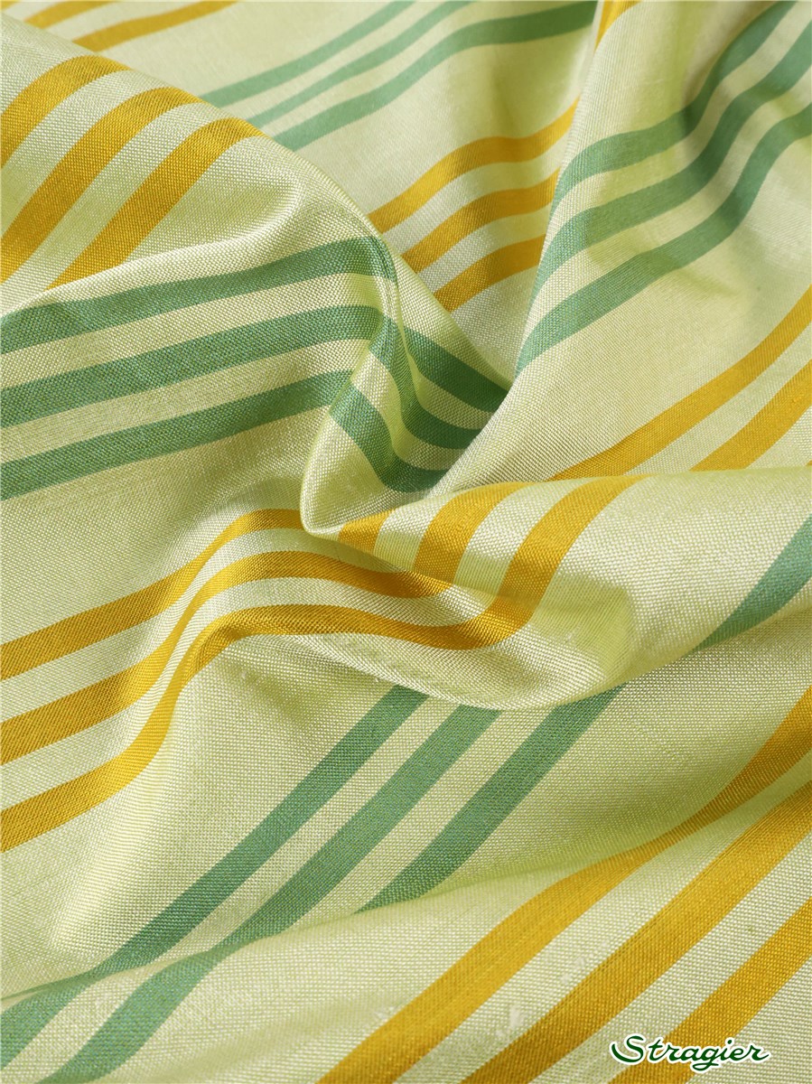 Faille Silk - artisanal - Rayures 5mm - Tilleul-Saule