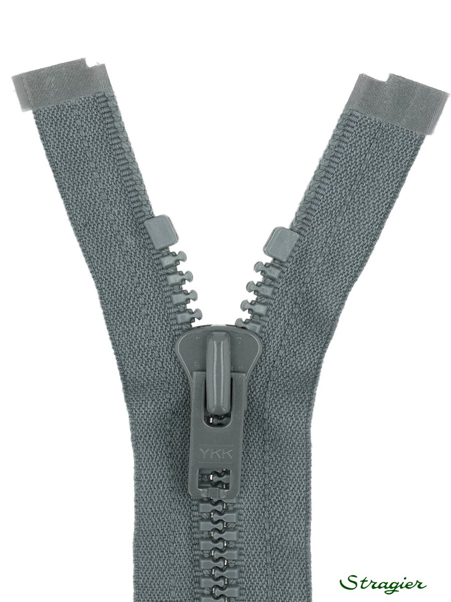 Moulded Plastic Zip - 8mm - Open End - Gris Acier - 45 cm