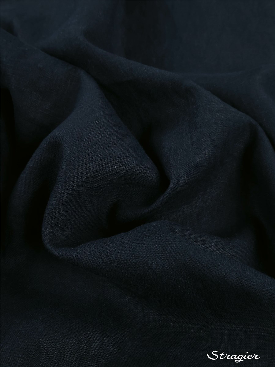 Linen - thin - Plain Wave - washed - Uni - Marine