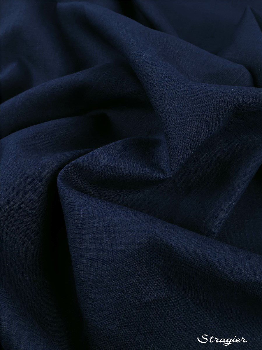 Fine toile de Lin lavé - Uni - Marine clair