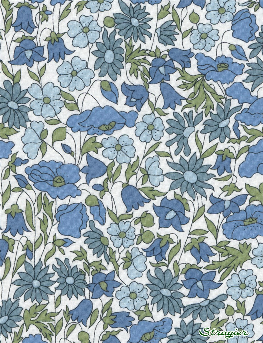 Liberty Tana Lawn - 4095 Poppy and Daisy - Azur 