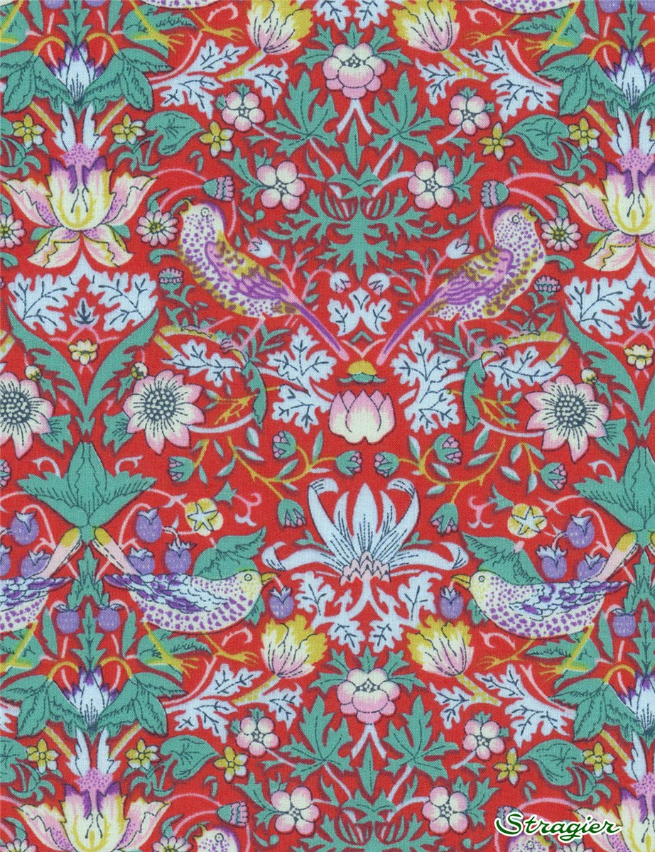 Liberty Tana Lawn - Strawberry thief - Red