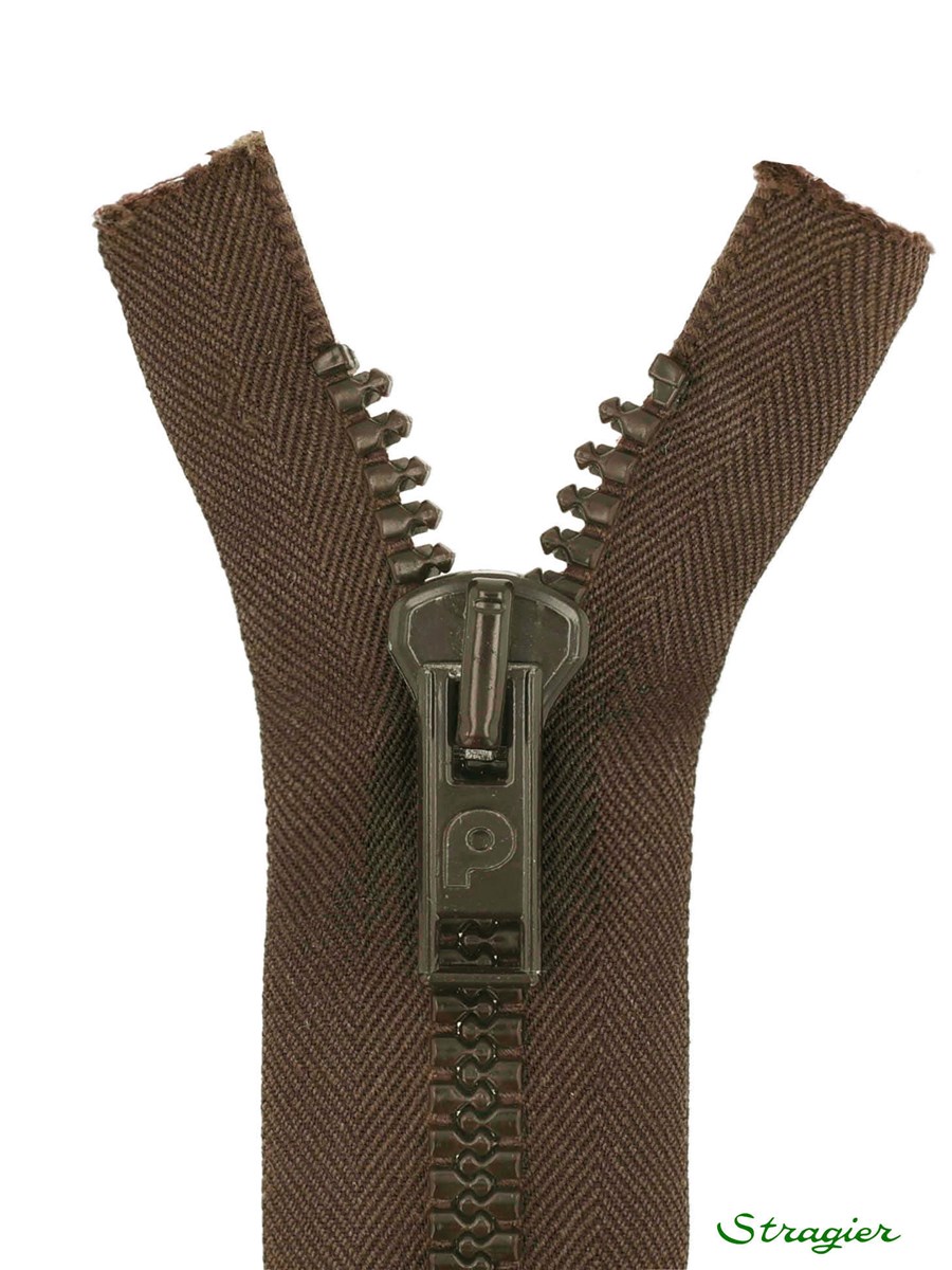 Zip - maille moulée 8mm - Séparable - Terre foncée - 55 cm