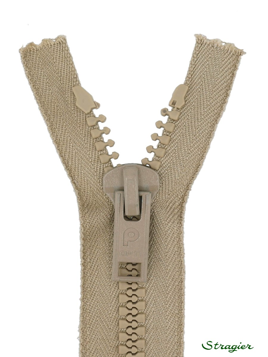Zip - maille moulée 8mm - Séparable - Beige chaud - 50 cm