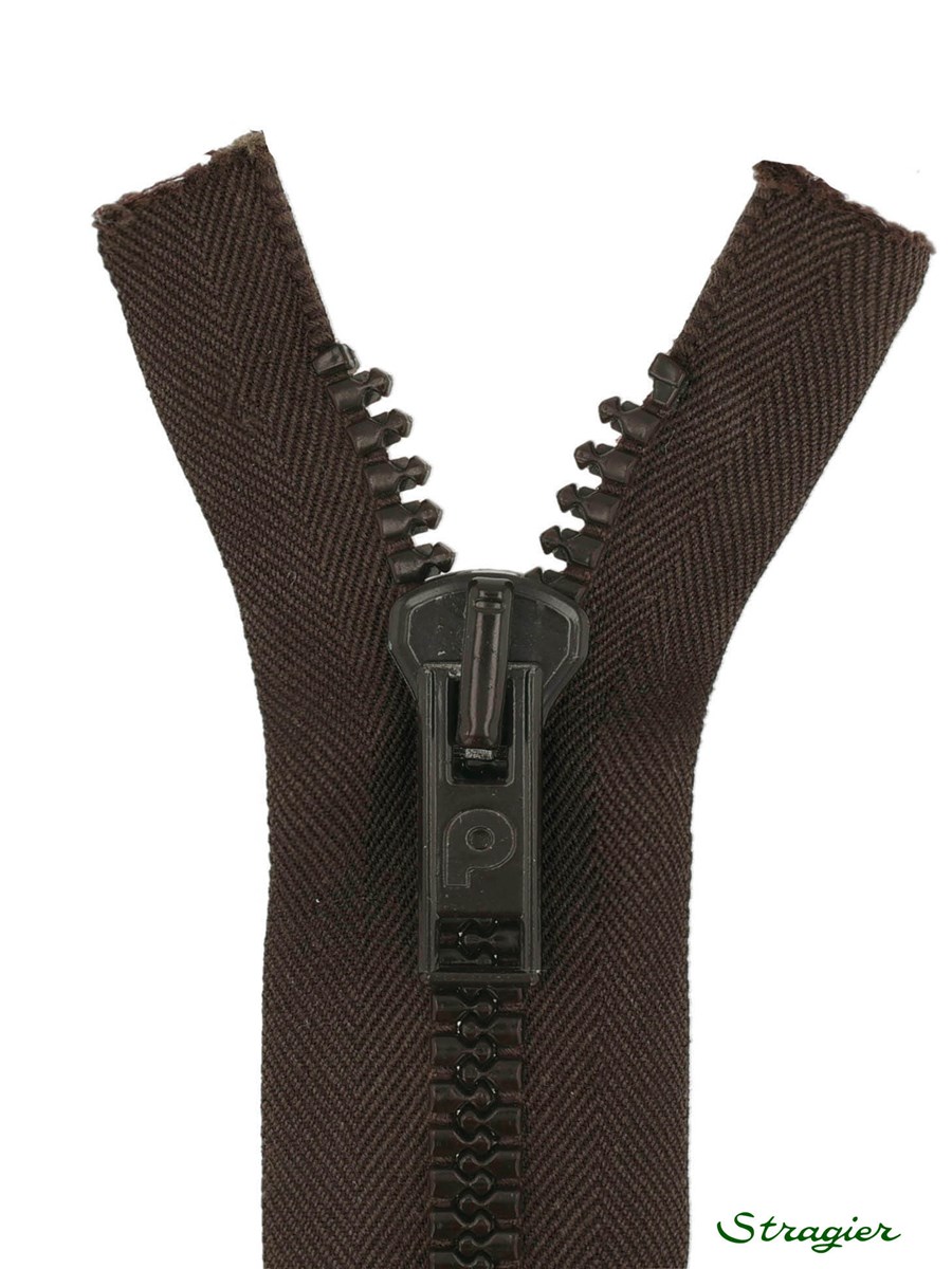 Zip - maille moulée 8mm - Séparable - Brownie - 45 cm