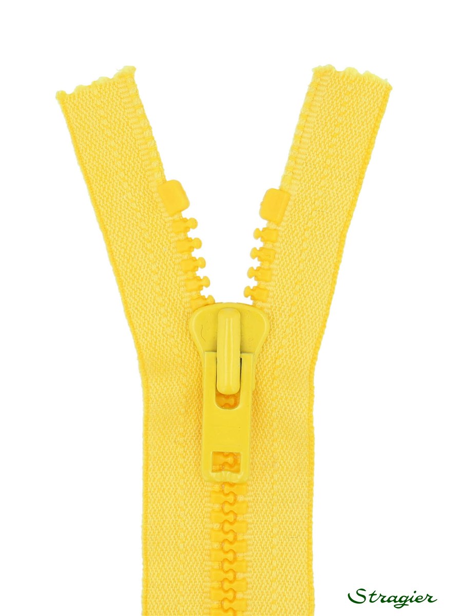 Moulded Plastic Zip - 8mm - Open End - Jaune vif - 35 cm