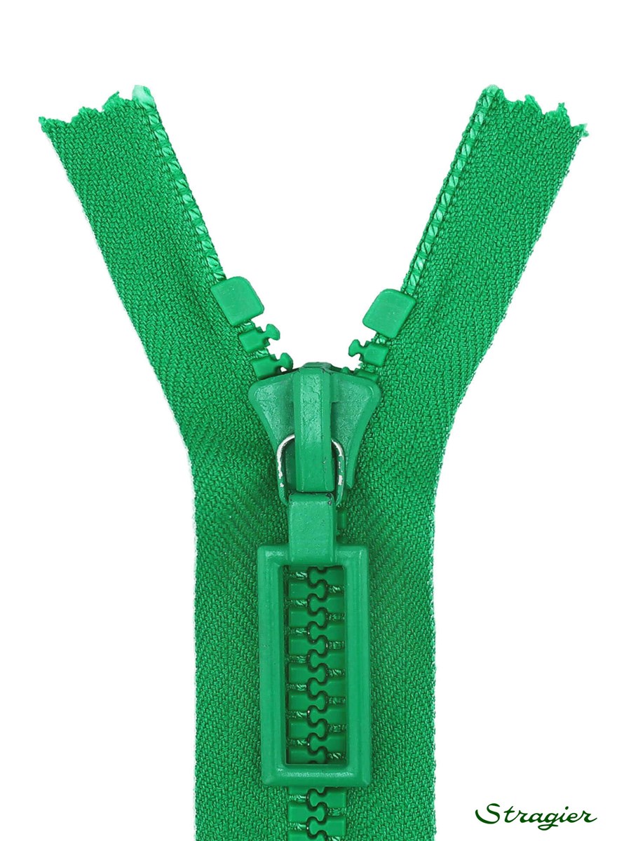 Moulded Plastic Zip - 8mm - Open End - Vert émeraude - 60 cm