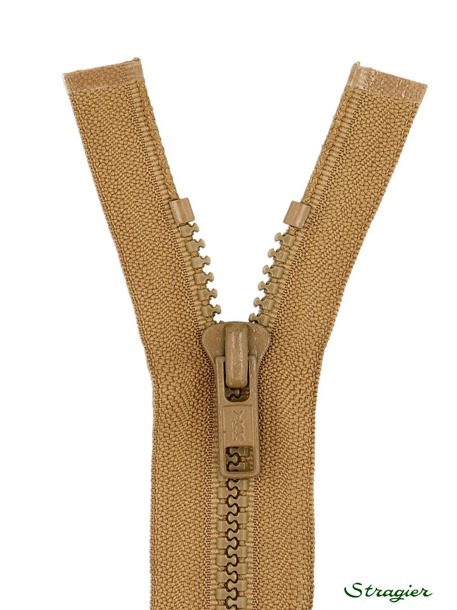 Moulded Plastic Zip - 6mm - Open End - Brun doré - 65 cm