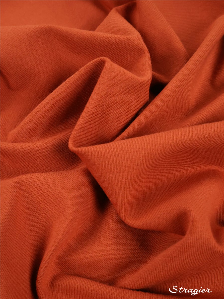 Jersey Coton Stretch BIO 200g/m² - uni - Rouge Brique