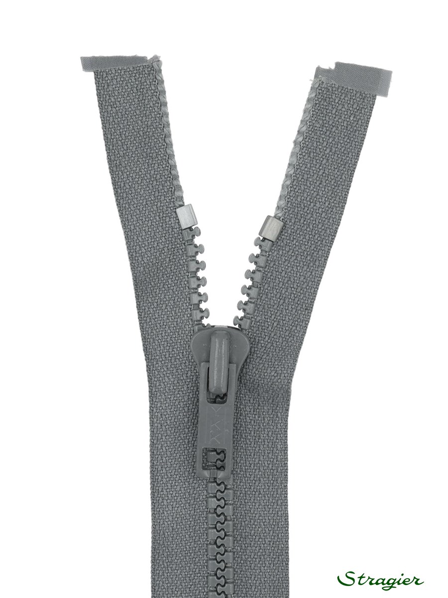 Moulded Plastic Zip - 6mm - Open End - Gris Acier - 55 cm