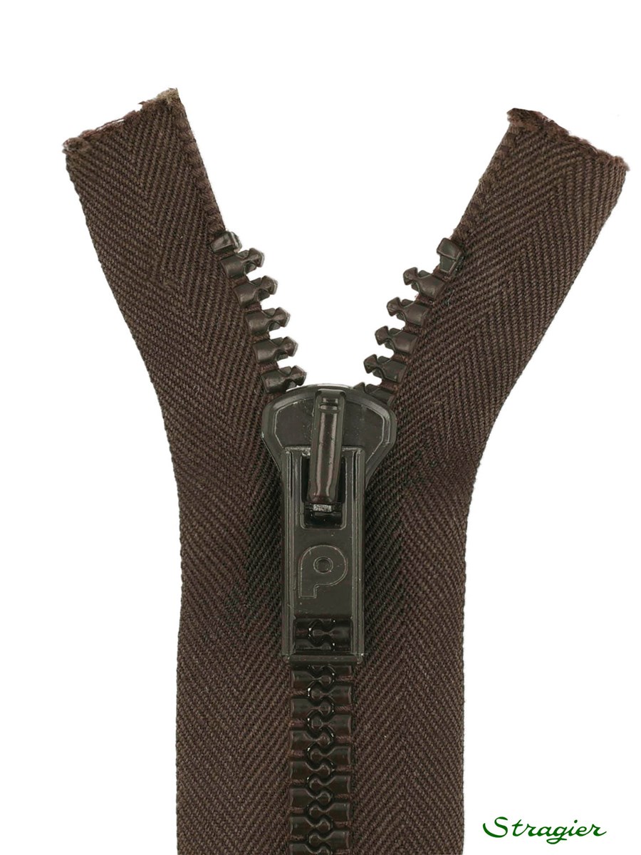 Moulded Plastic Zip - 8mm - Open End - Brun foncé - 35 cm