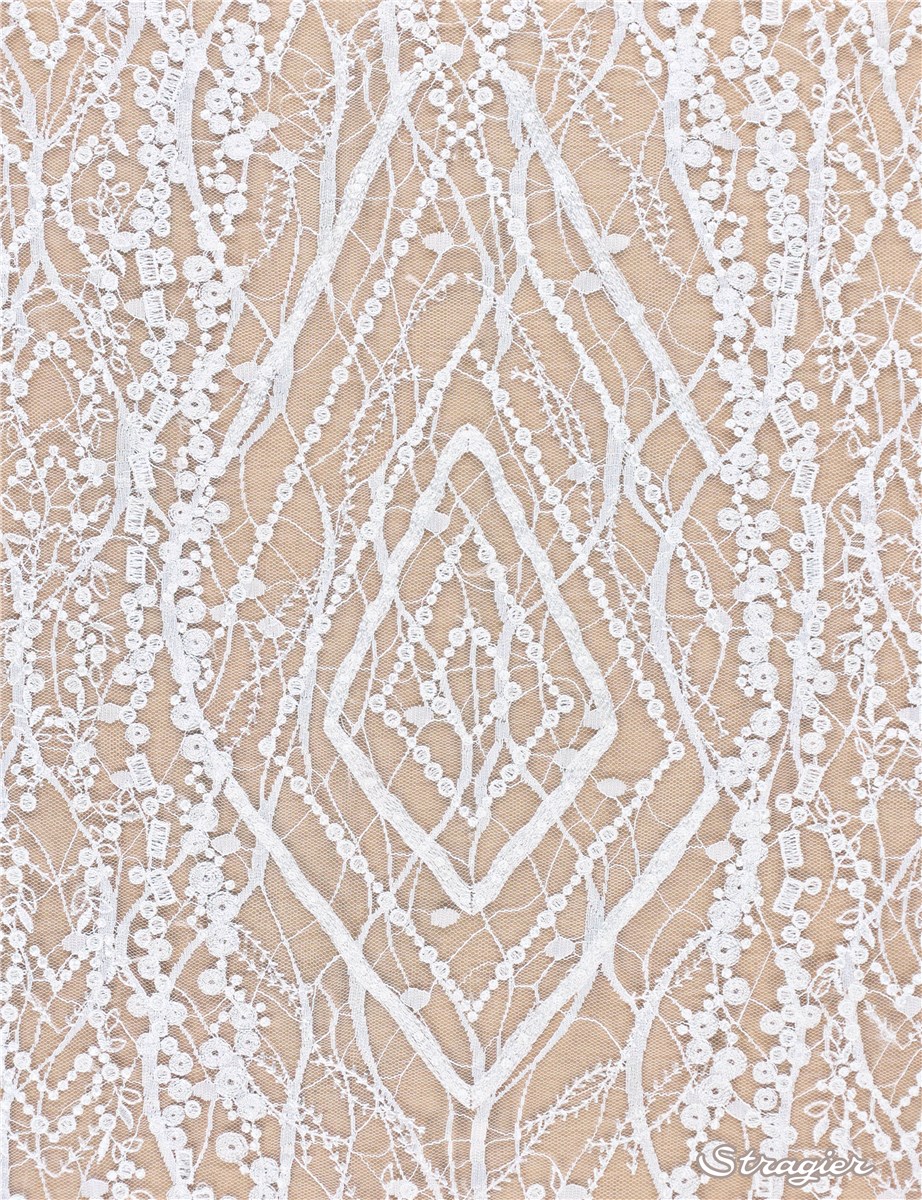 Broderie sur Tulle - Joallie - Ivoire clair Stragier - 140 cm