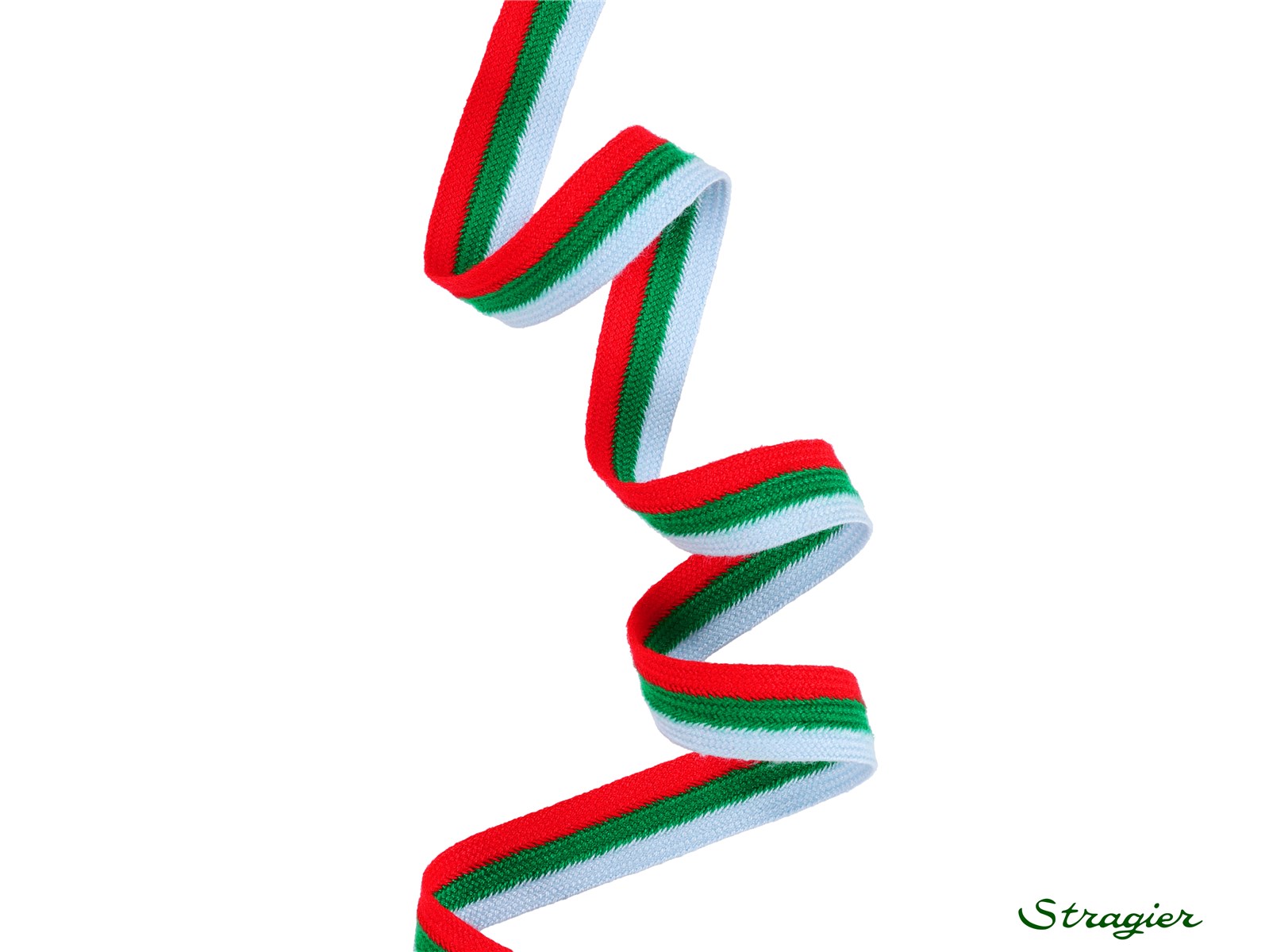 Galon tissé - Tricolore - Ciel-Vert-Rouge - 15 mm