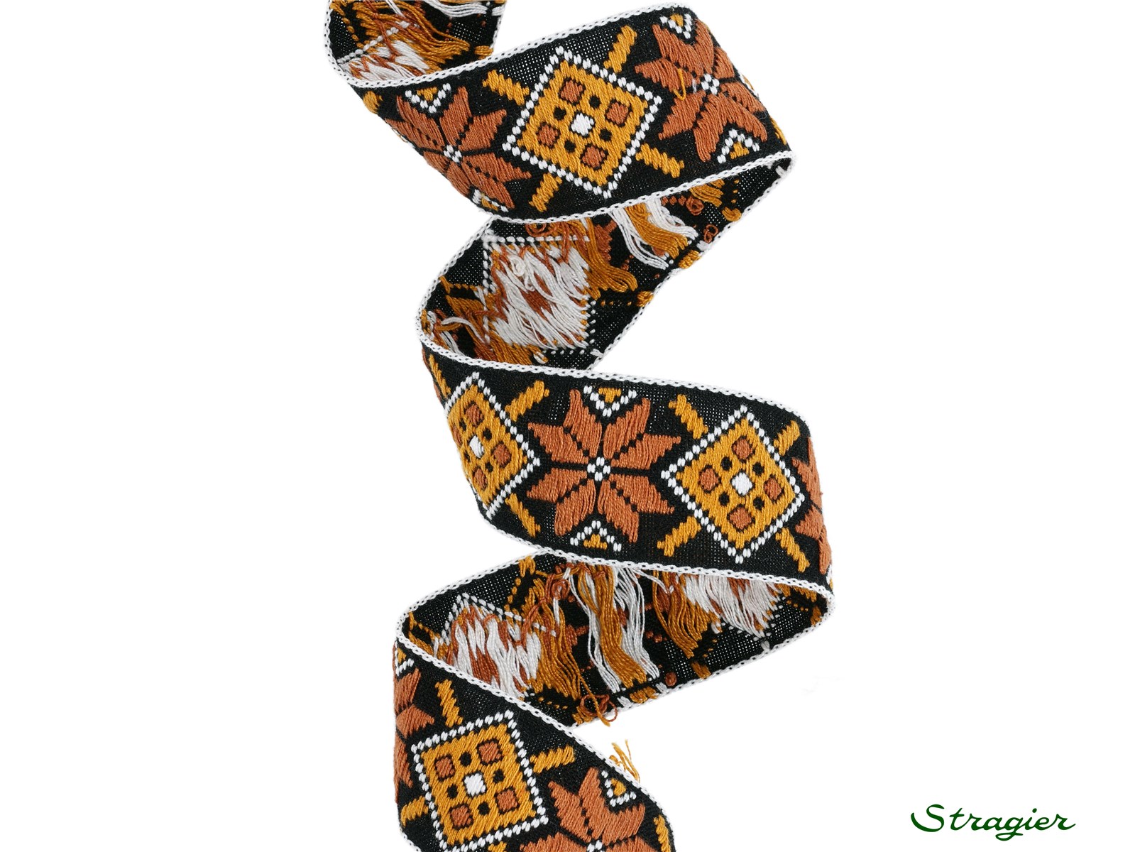 Woven Ribbon - Pure Cotton - Kidumu - Noisettes-Noir - 30 mm