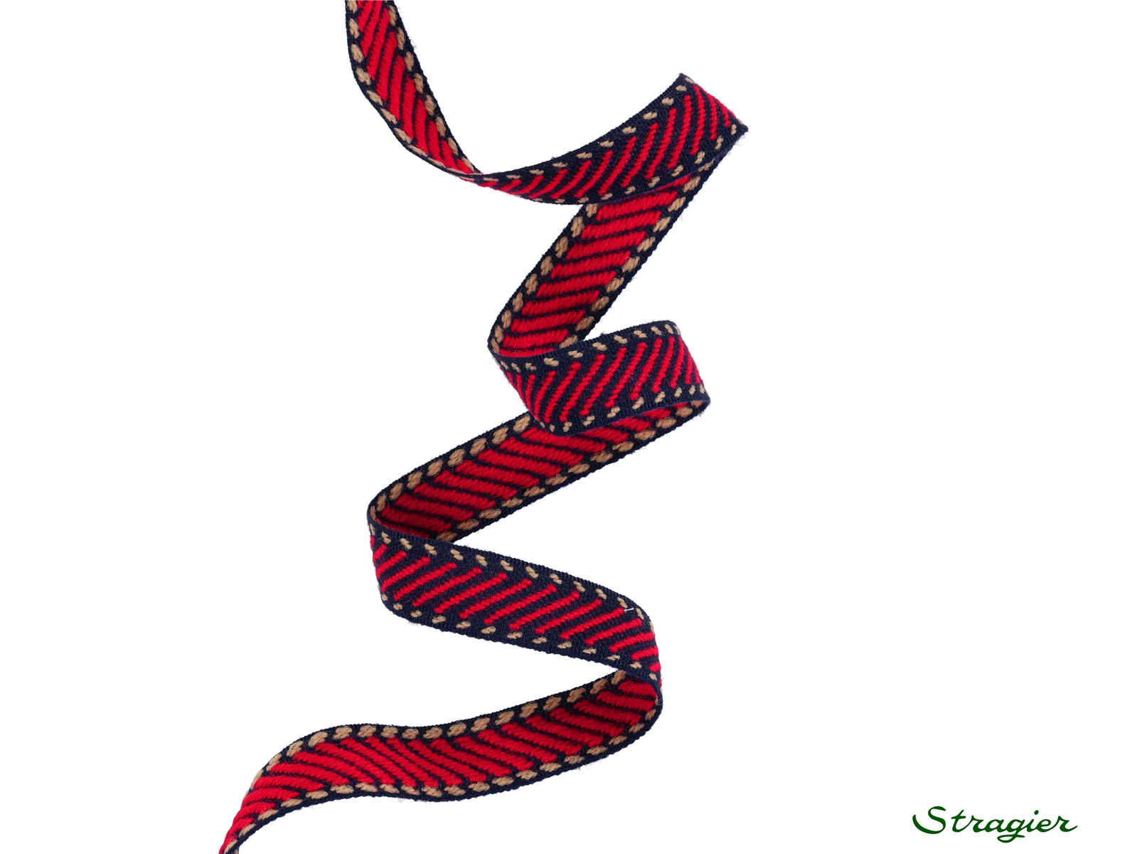 Galon tissé - Dunlap - Rouge-Marine - 15 mm