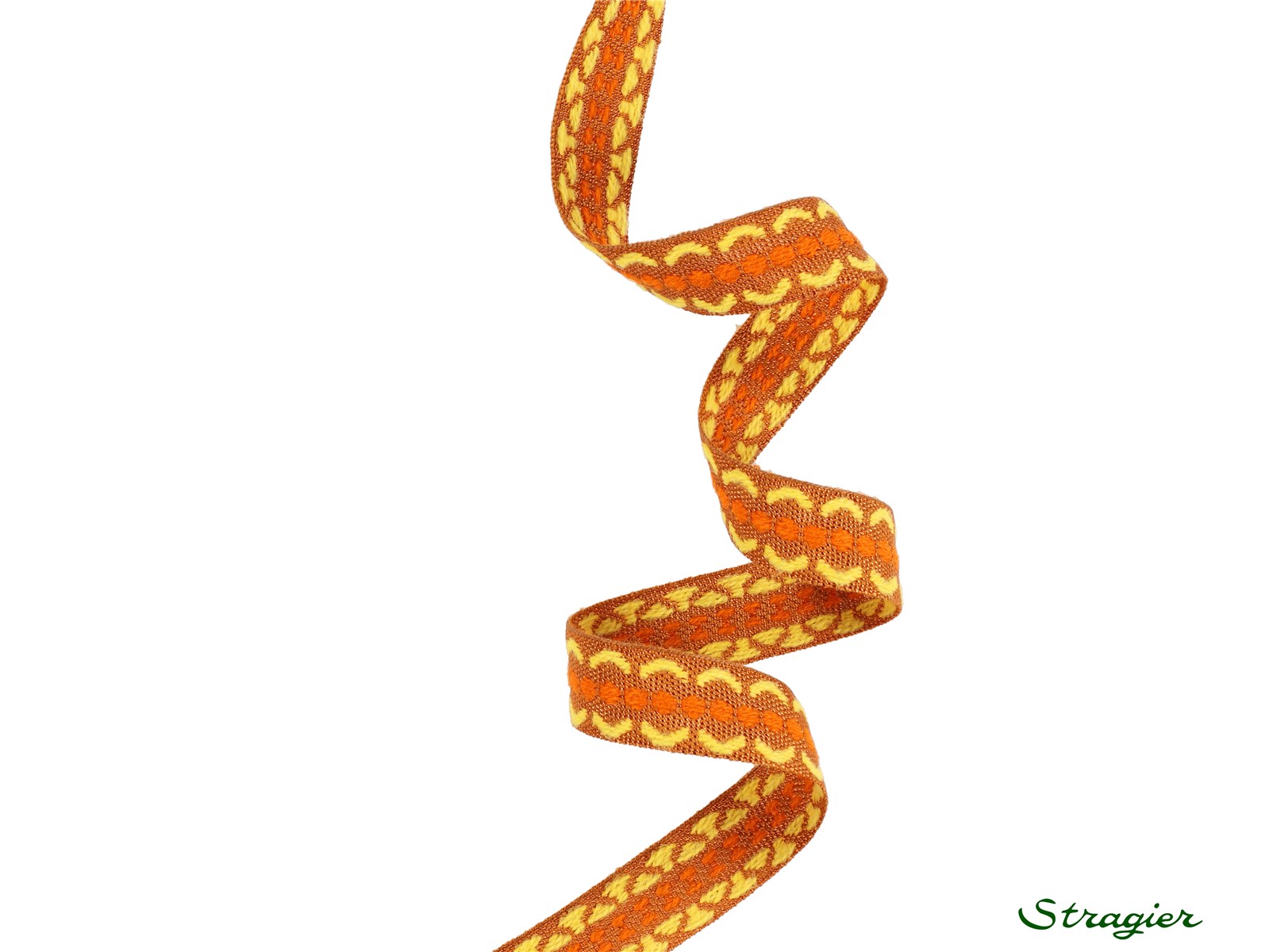 Woven Ribbon - Machaon - Orange-Ocre - 15 mm