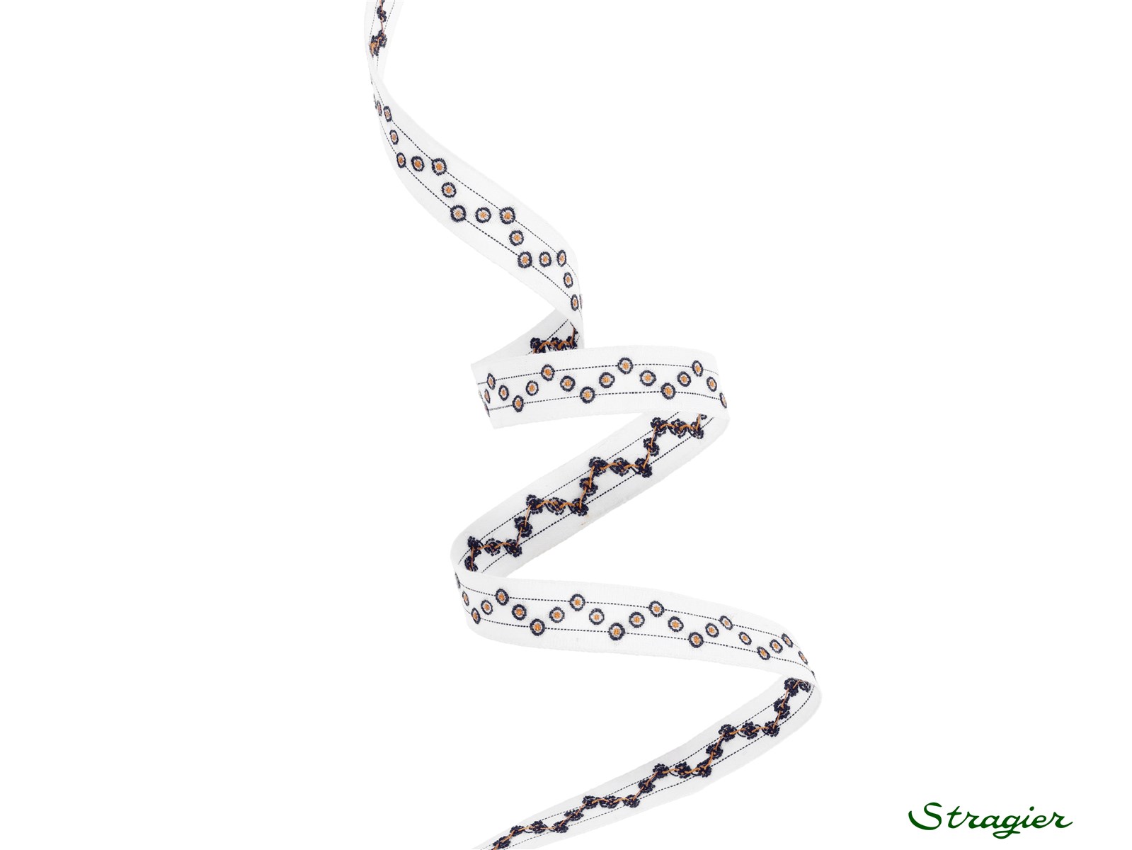 Galon Tissé pur Coton - Petillie - Marine-Or - 12 mm